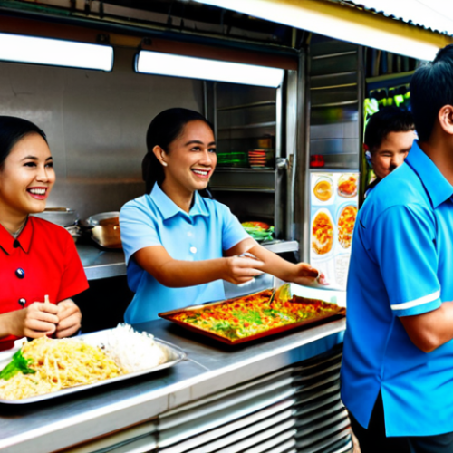 Home 28 **
"A bright and cheerful TESOL classroom in Thailand. Thai students, fully clothed in appropriate attire, are enthusiastically participating in a role-playing activity about ordering food at a street food stall. The stall is colorful and filled with delicious-looking Thai dishes. The students are smiling and engaged. Safe for work, appropriate content, professional, family-friendly, perfect anatomy, correct proportions, natural pose, well-formed hands, proper finger count, natural body proportions."
**